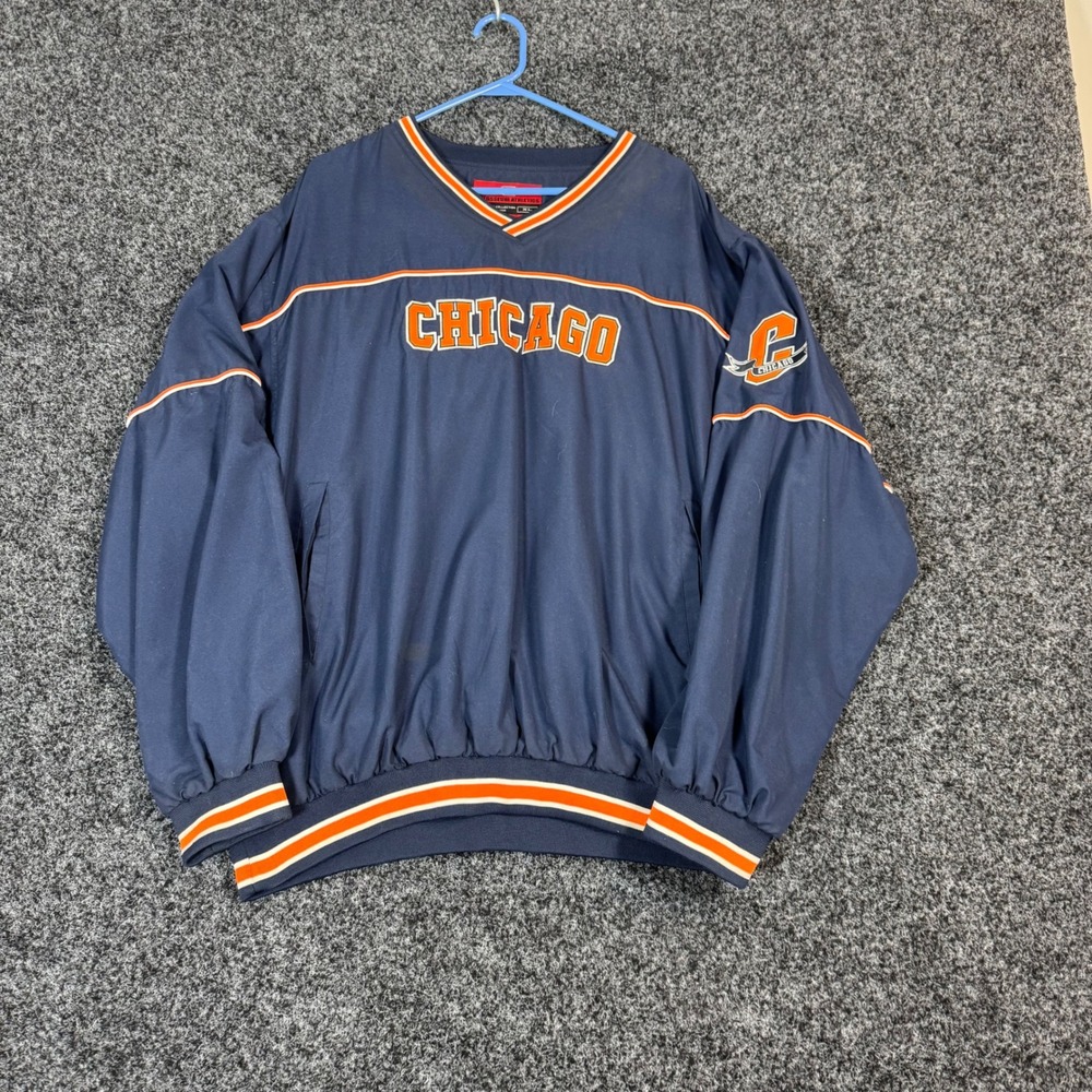 Colosseum Athletics Chicago‎ Pullover Windbreaker Jacket Mens XL Navy Orange